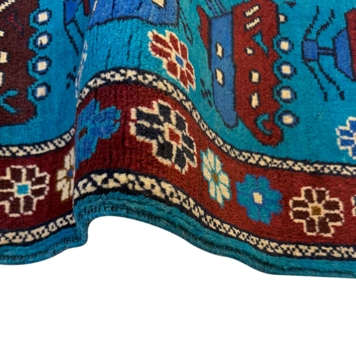 Blue Afghan War Rug 2' 9" x 4' 4" Hand-Knotted | No. AL72937