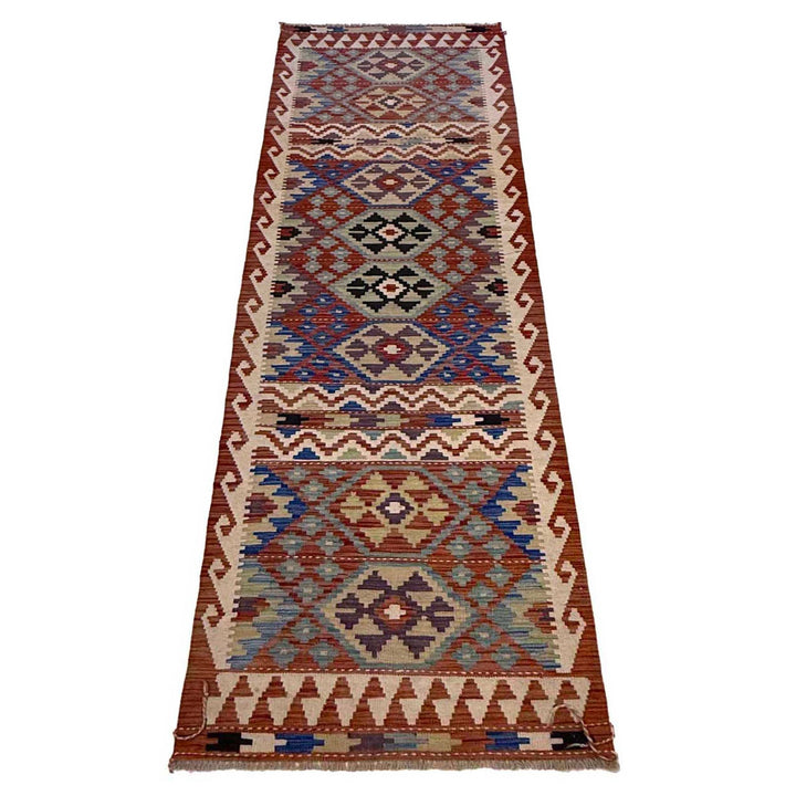 Handmade Turkish Design Wool Kilim Runner 2' 9" x 9' 9" - No. AL95274