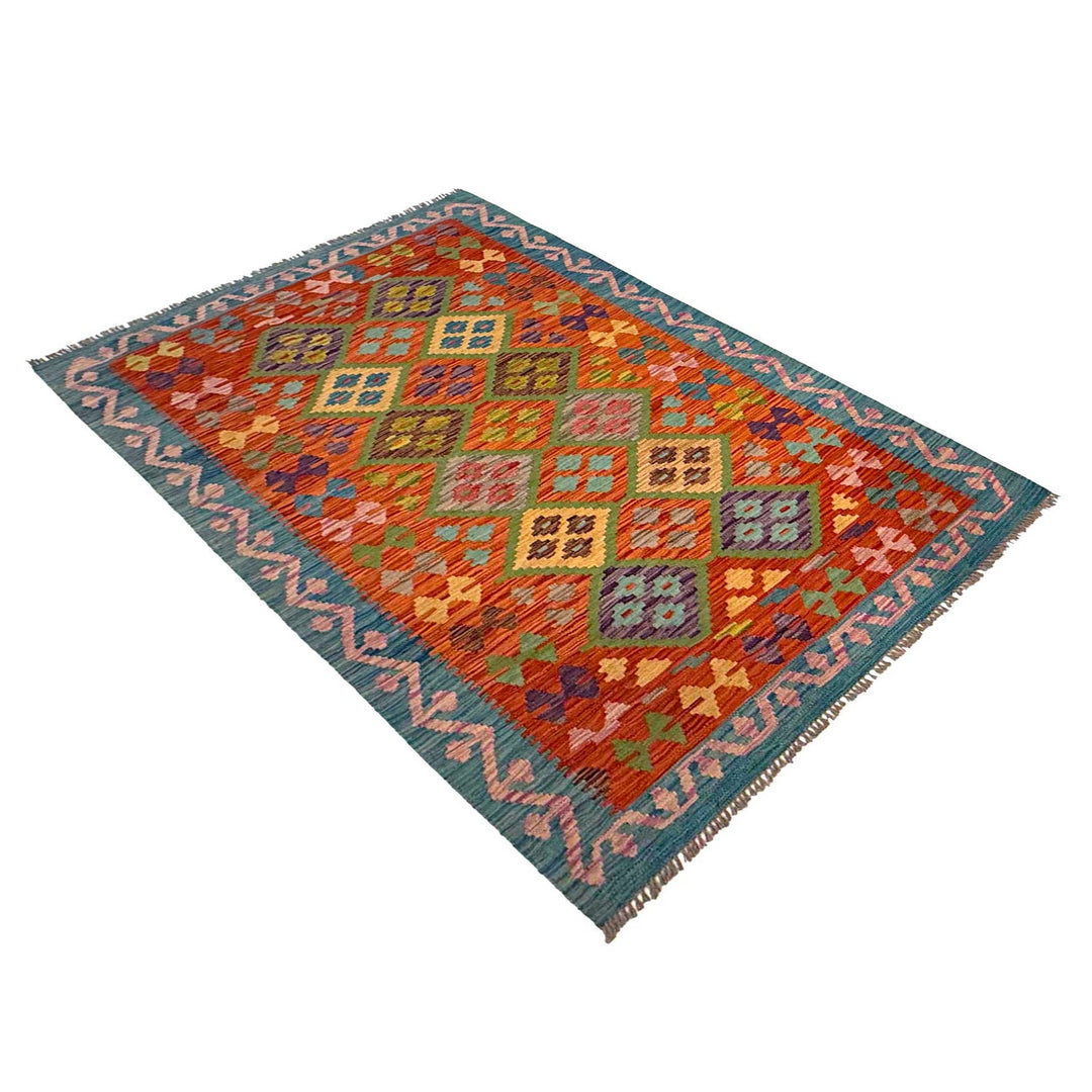 Hand Knotted Flatweave Kilim 4' 3" x 5' 9" - No. AL12217