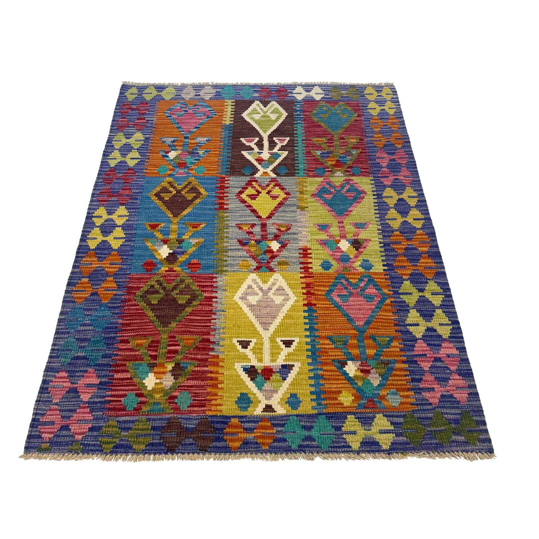 Multi Color ful Flat-Weave Wool Kilim 3' 4" x 5' 0" - No. AL11546