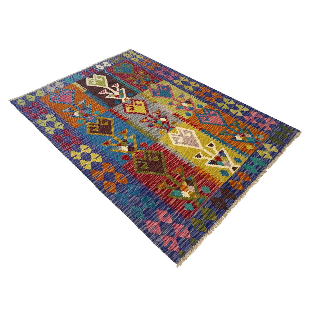 Multi Color ful Flat-Weave Wool Kilim 3' 4" x 5' 0" - No. AL11546