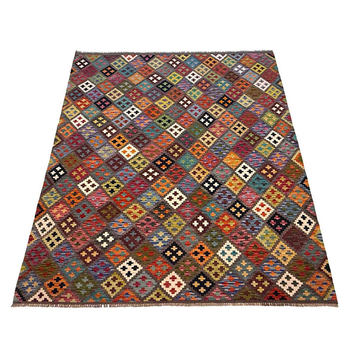 Hand Made Afghan Kilim 5' 9" x 8' 1" - No. AL27140