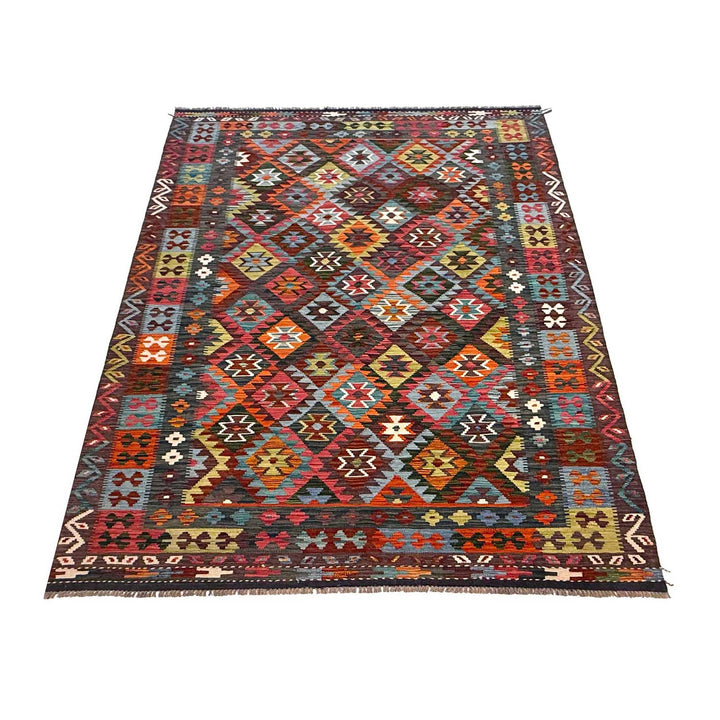 Multi Color ful Flat-Weave Wool Kilim 5' 8" x 8' 0" - No. AL64091