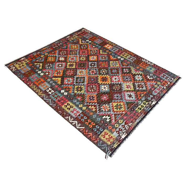 Multi Color ful Flat-Weave Wool Kilim 5' 8" x 8' 0" - No. AL64091