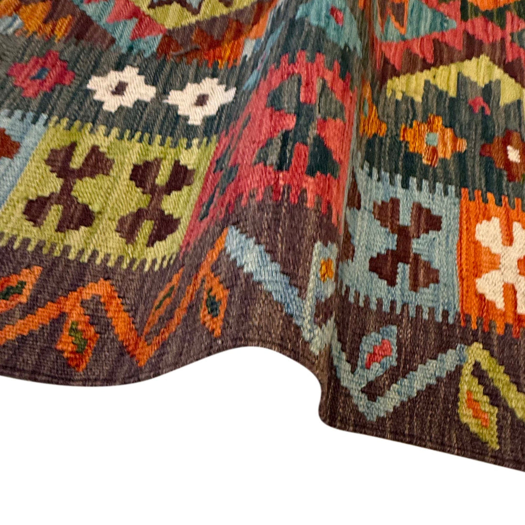 Multi Color ful Flat-Weave Wool Kilim 5' 8" x 8' 0" - No. AL64091