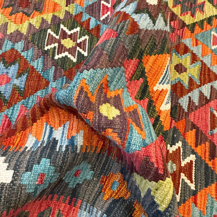 Multi Color ful Flat-Weave Wool Kilim 5' 8" x 8' 0" - No. AL64091