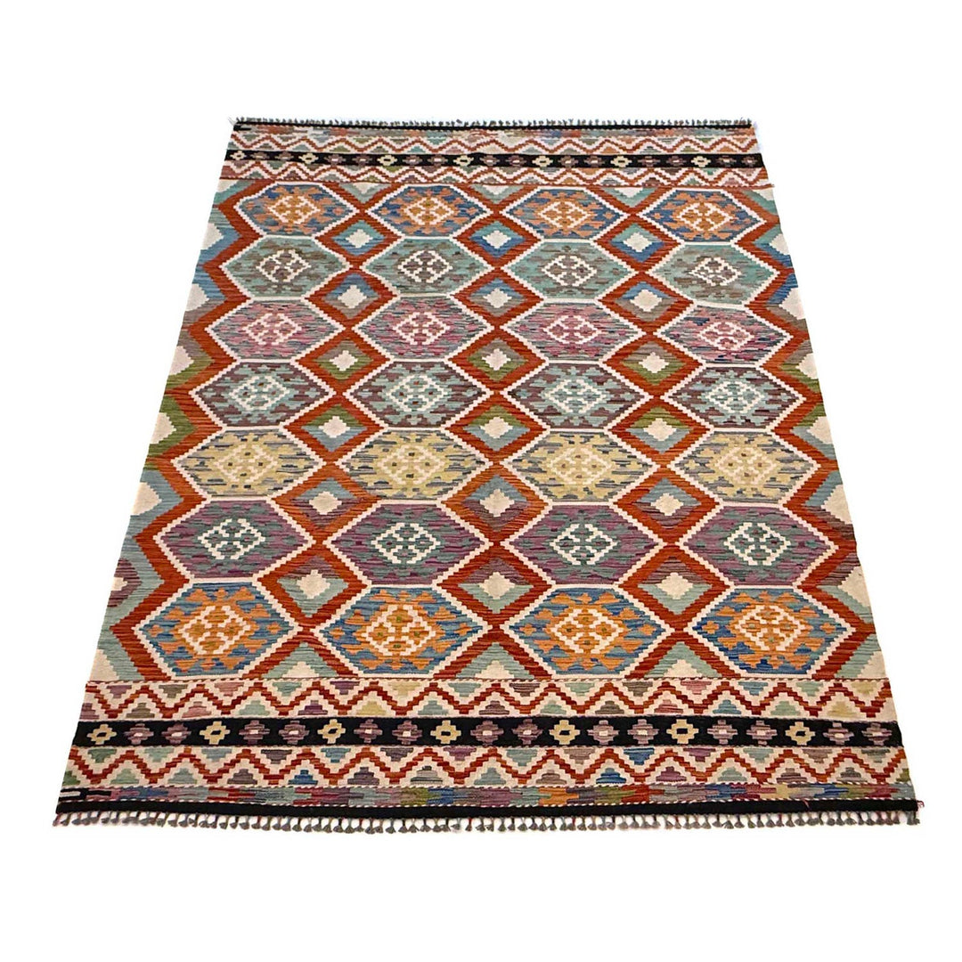 Handmade Turkish Design Wool Kilim 6' 10" x 9' 10" - No. AL56524