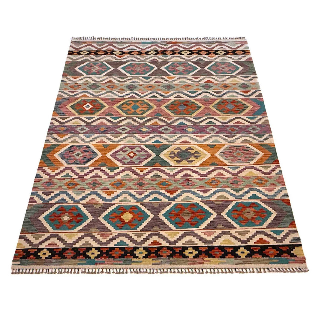 Afghan Kilim Rug 6' 9" x 10' 0" Flat-Weave detail