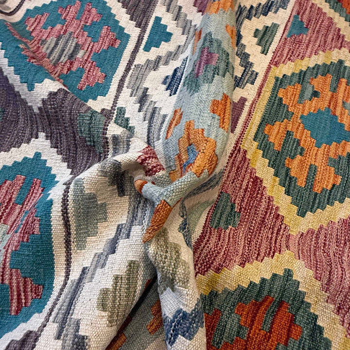 Afghan Kilim Rug 6' 9" x 10' 0" Flat-Weave reverse