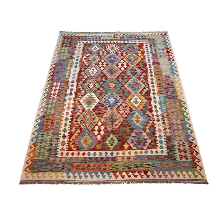 Handmade Afghan Vegetable Kilim 6' 8" x 9' 11" - No. AL76217