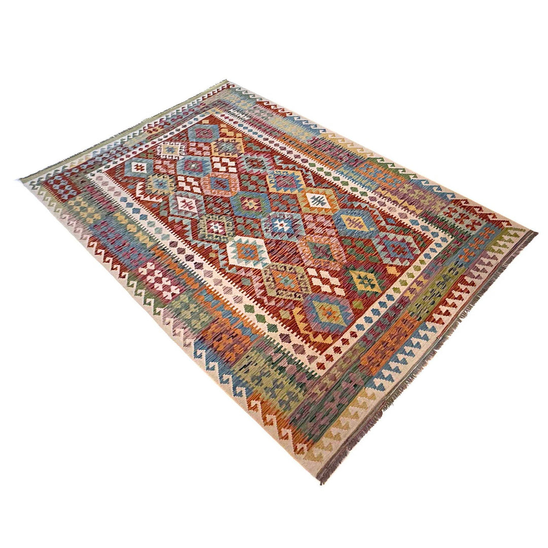 Handmade Afghan Vegetable Kilim 6' 8" x 9' 11" - No. AL76217