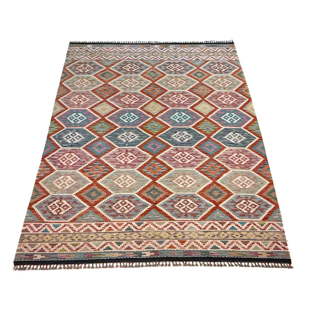 Afghan Kilim Rug 6' 8" x 10' 0" Flat-Weave detail