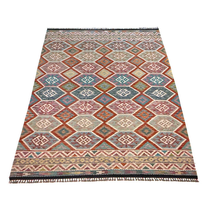 Afghan Kilim Rug 6' 8" x 10' 0" Flat-Weave detail