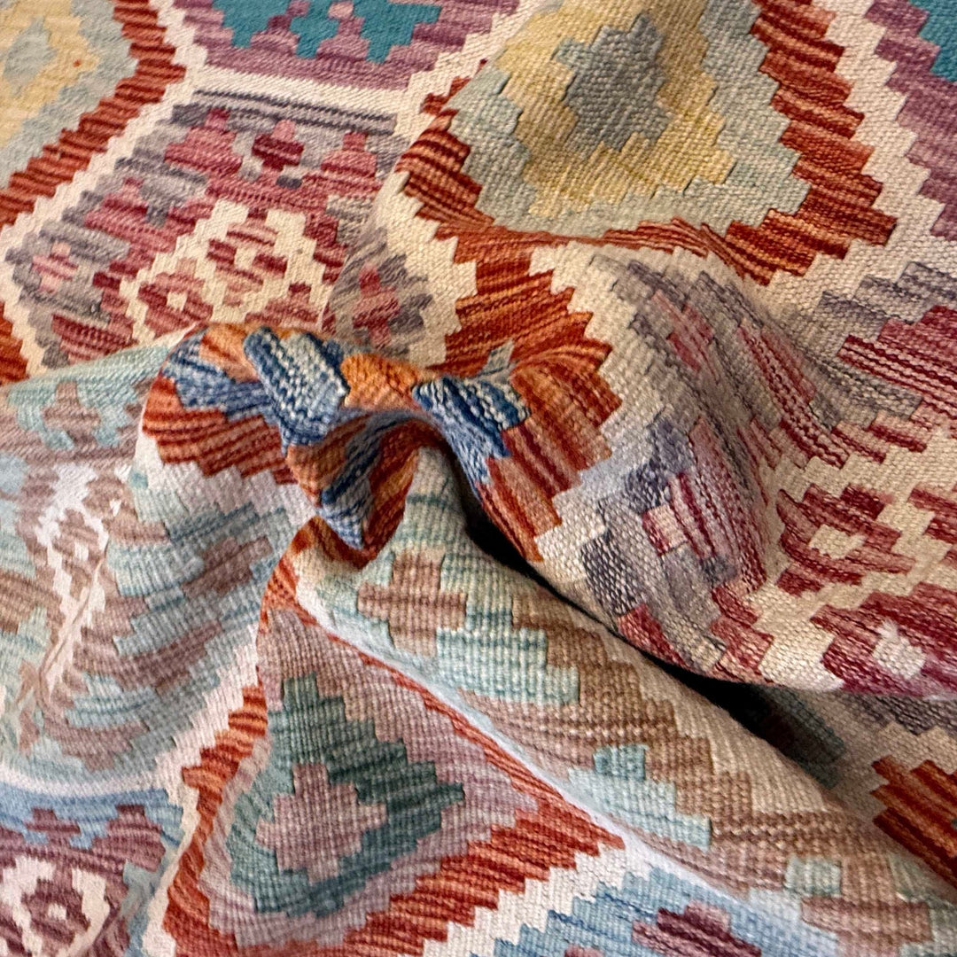 Afghan Kilim Rug 6' 8" x 10' 0" Flat-Weave reverse
