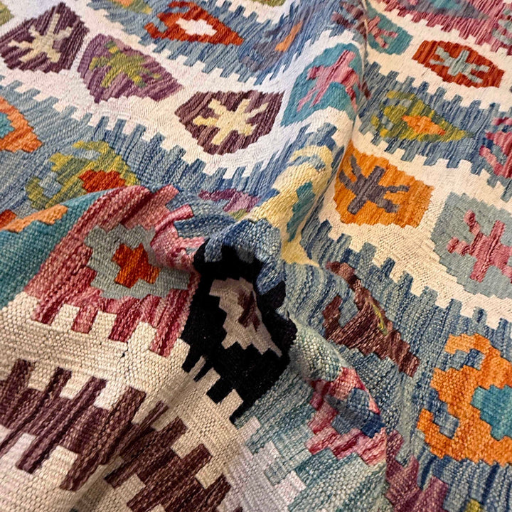 Hand Knotted Afghan Style Kilim 6' 8" x 9' 10" - No. AL87168