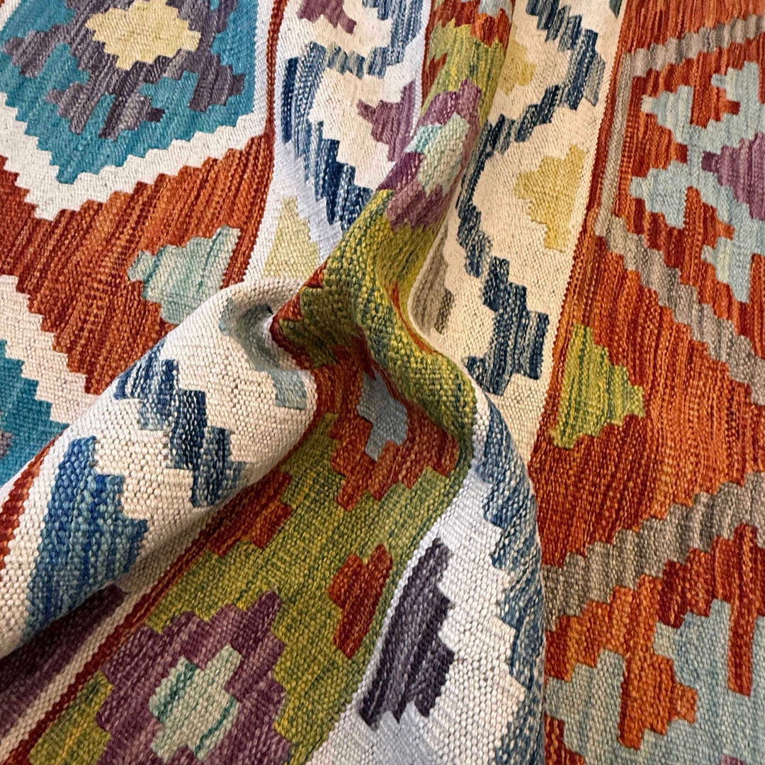 Afghan Kilim Rug 6' 9" x 10' 1" Flat-Weave reverse