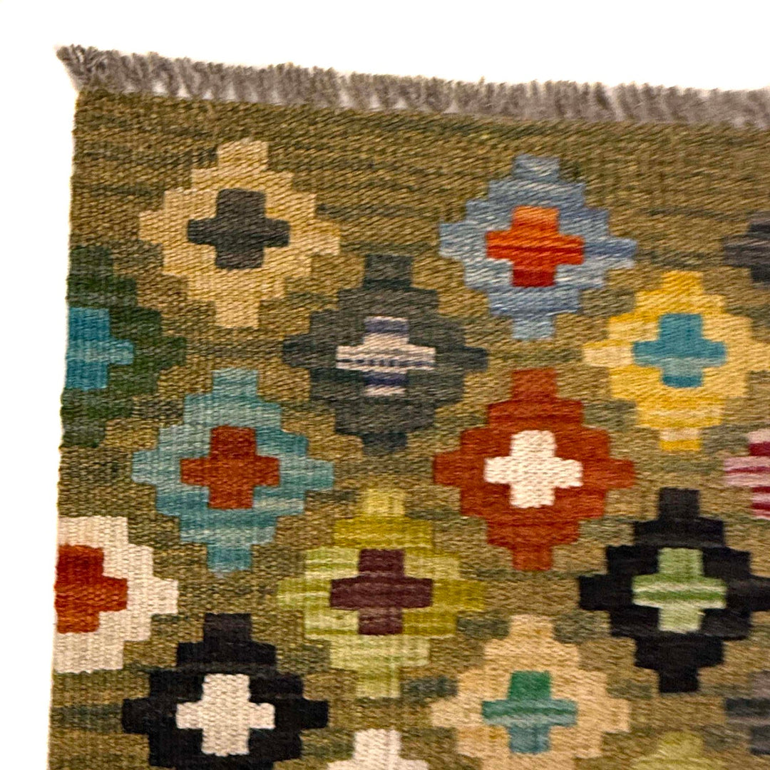 Multi Color ful Flat-Weave Wool Kilim 4' 3" x 6' 0" - No. AL15985