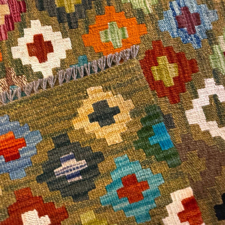 Multi Color ful Flat-Weave Wool Kilim 4' 3" x 6' 0" - No. AL15985