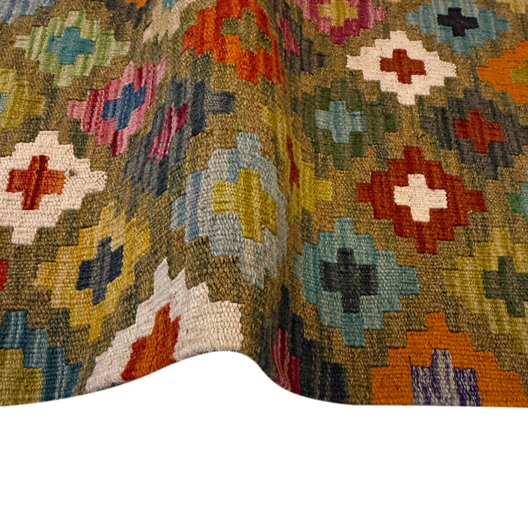 Multi Color ful Flat-Weave Wool Kilim 4' 3" x 6' 0" - No. AL15985