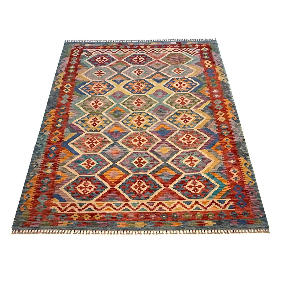 Afghan Kilim Rug 6' 7" x 10' 0" Flat-Weave detail