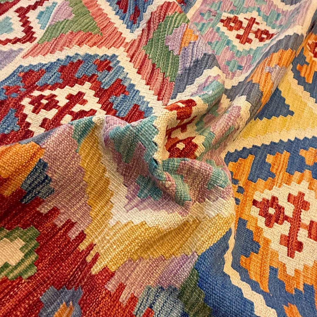 Afghan Kilim Rug 6' 7" x 10' 0" Flat-Weave reverse