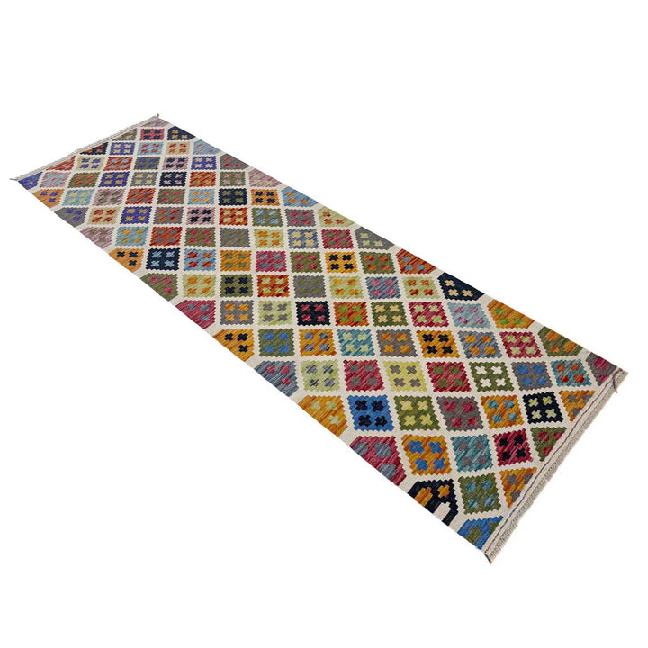 Multi Color ful Flat-Weave Wool Kilim Runner 2' 8" x 9' 7" - No. AL72275