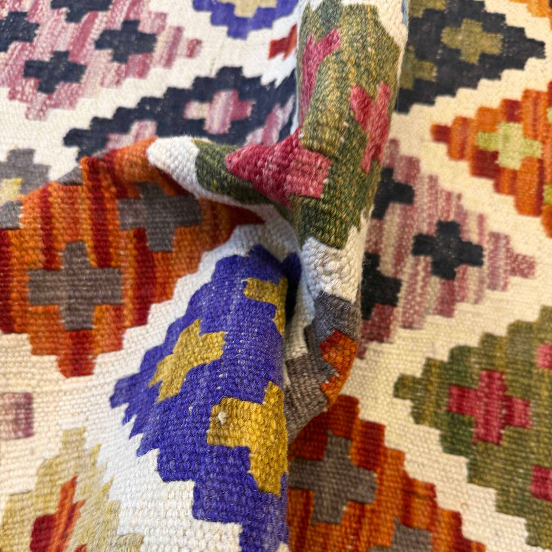 Multi Color ful Flat-Weave Wool Kilim Runner 2' 8" x 9' 7" - No. AL72275