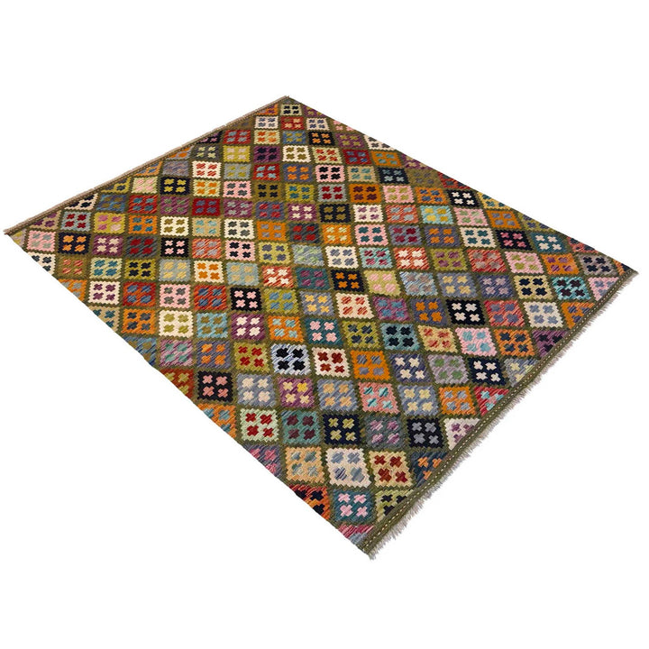 Handmade Afghan Vegetable Kilim 5' 1" x 6' 8" - No. AL85983