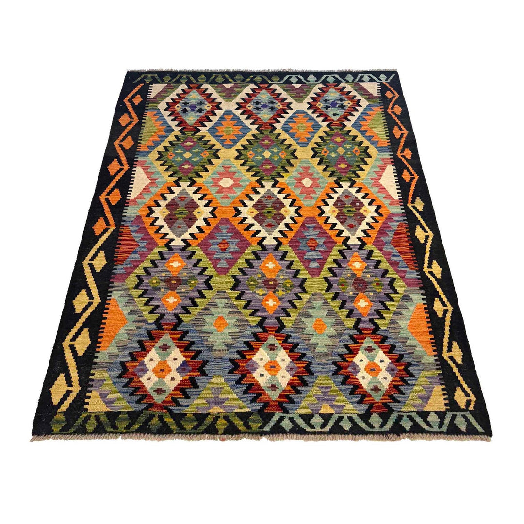 Hand Knotted Afghan Style Kilim 4' 1" x 6' 1" - No. AL52759