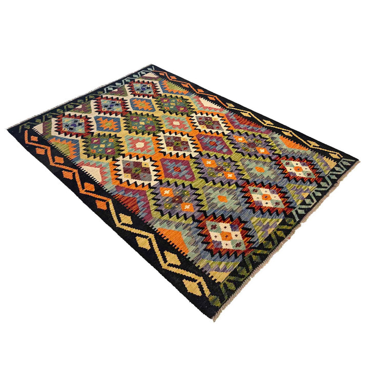 Hand Knotted Afghan Style Kilim 4' 1" x 6' 1" - No. AL52759