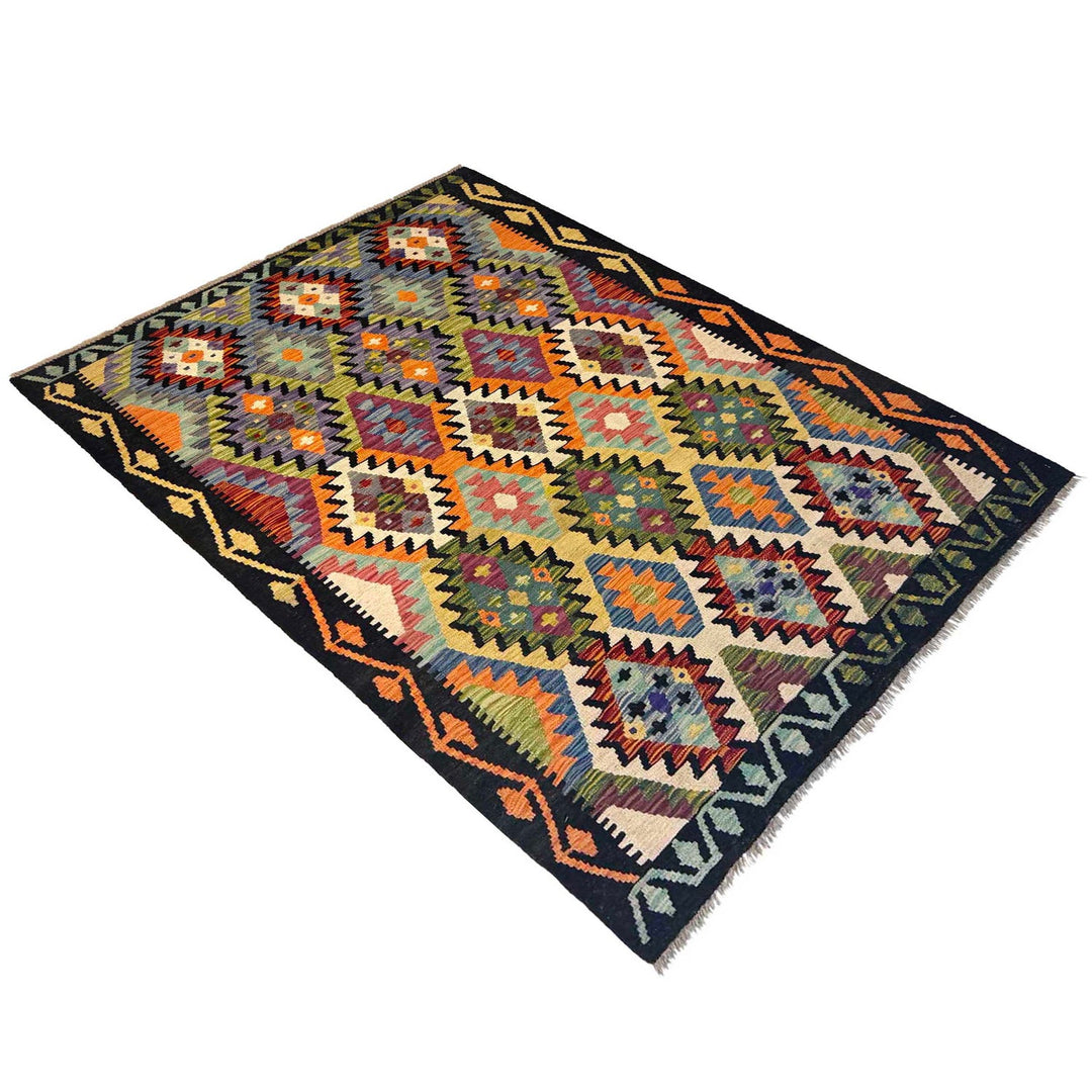 Hand Knotted Afghan Style Kilim 4' 1" x 6' 1" - No. AL52759