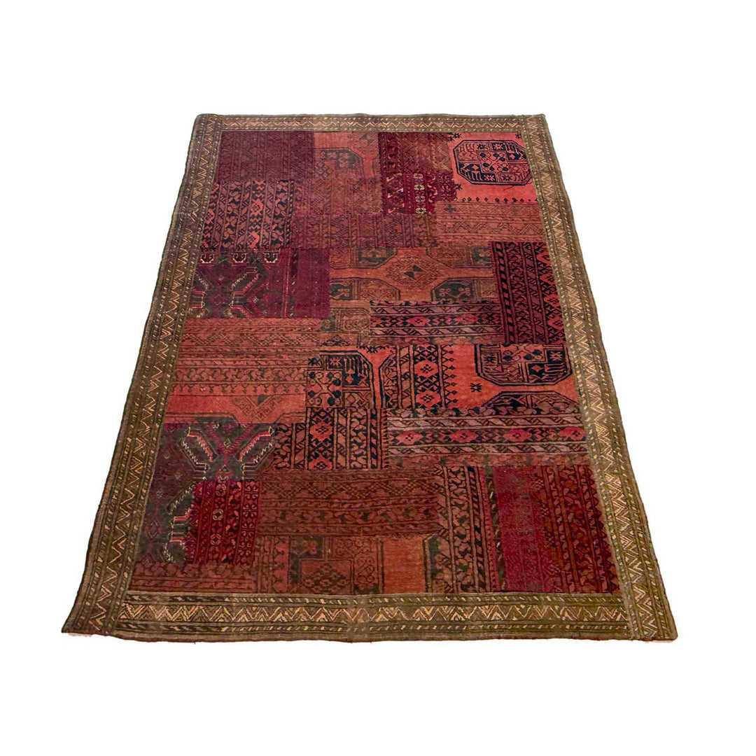 Traditional Wool Patchwork Area Rug 4' 1" x 5' 11" - No. AL400069