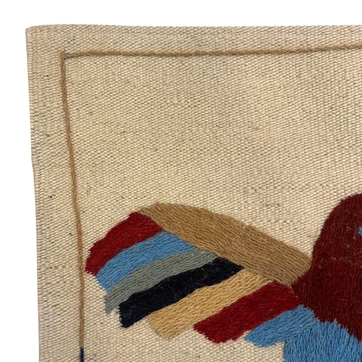 Beige Color Embroidery Flat Weave Kilim 4' 0" x 6' 0" - No. AL72512