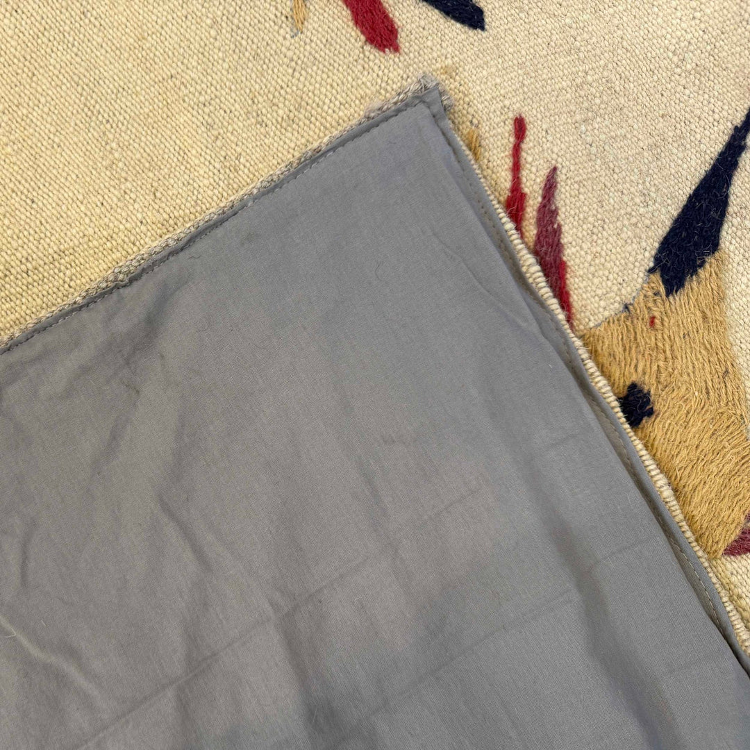 Beige Color Embroidery Flat Weave Kilim 4' 0" x 6' 0" - No. AL72512