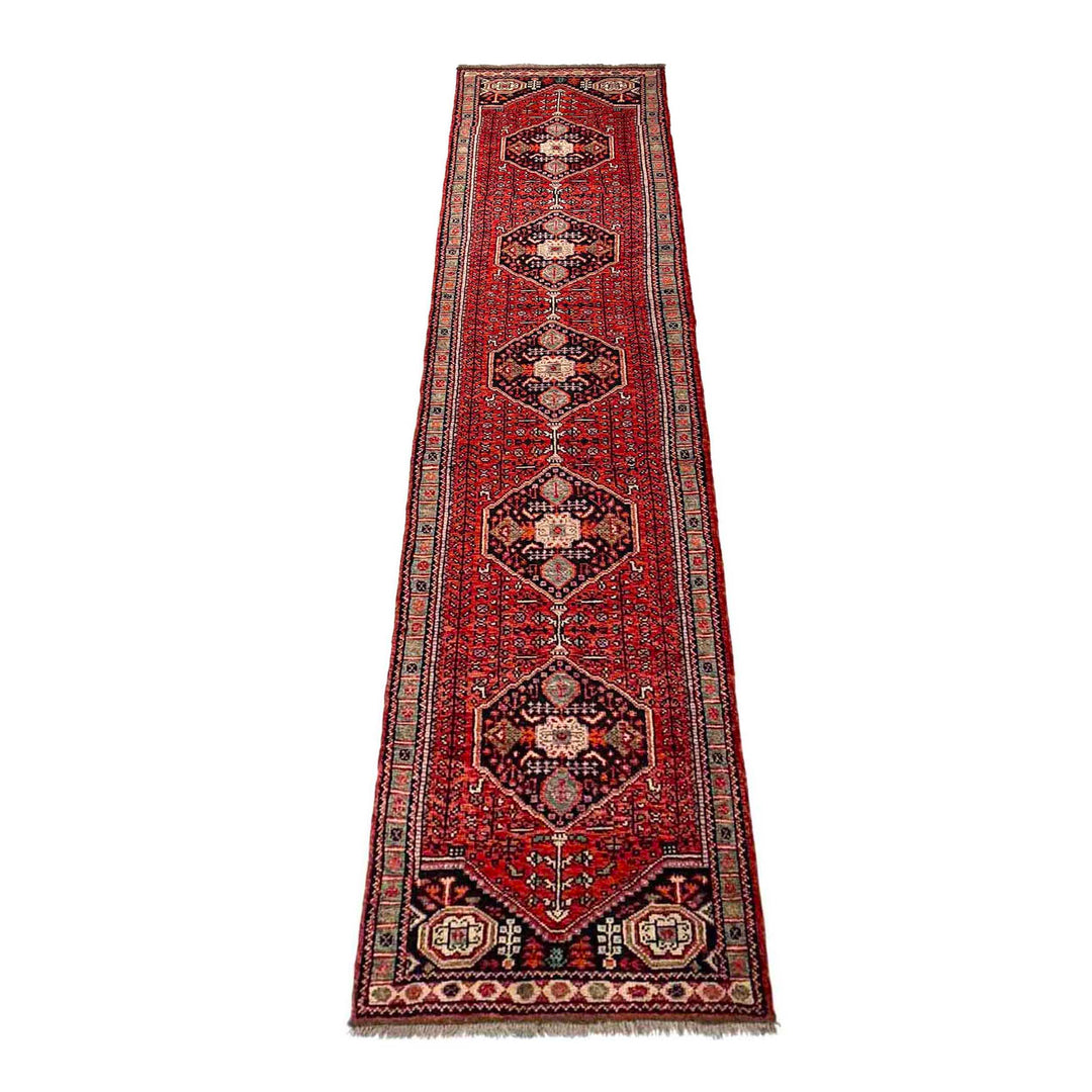 Afghan Shiraz Rug 2' 8" x 13' 0" Hand-Knotted detail