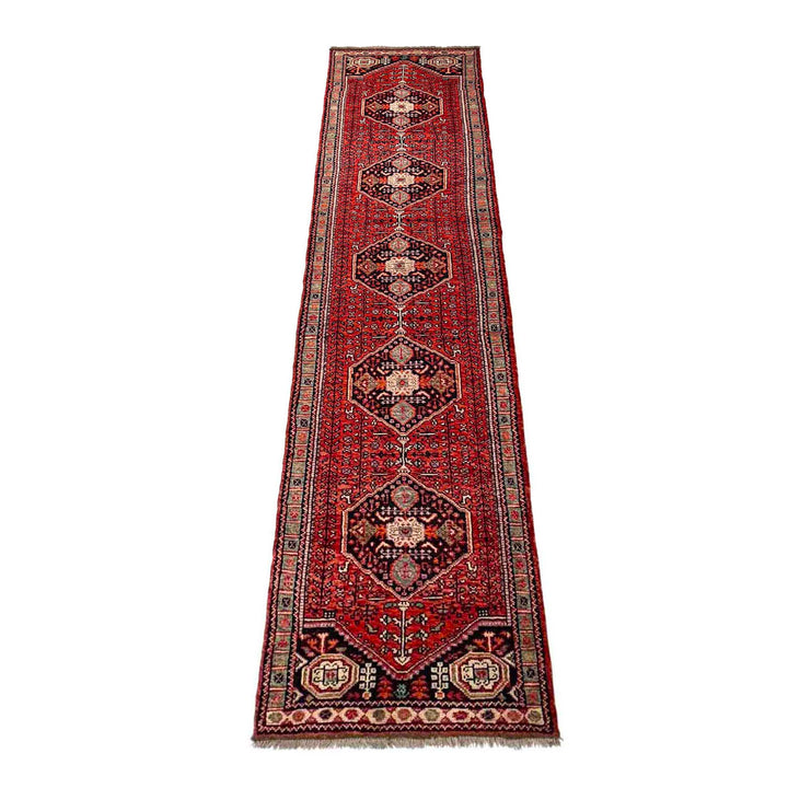 Afghan Shiraz Rug 2' 8" x 13' 0" Hand-Knotted detail