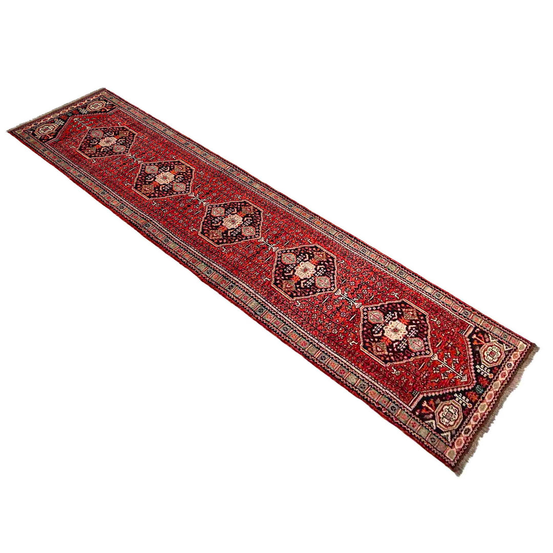 Afghan Shiraz Rug 2' 8" x 13' 0" Hand-Knotted close-up