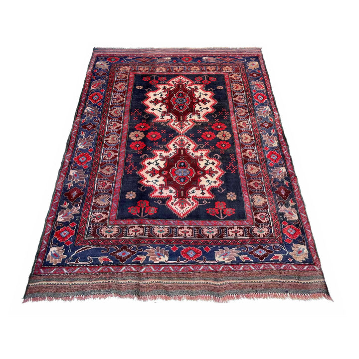 Afghan Baluchi Rug 4' 2" x 6' 0" Hand-Knotted detail