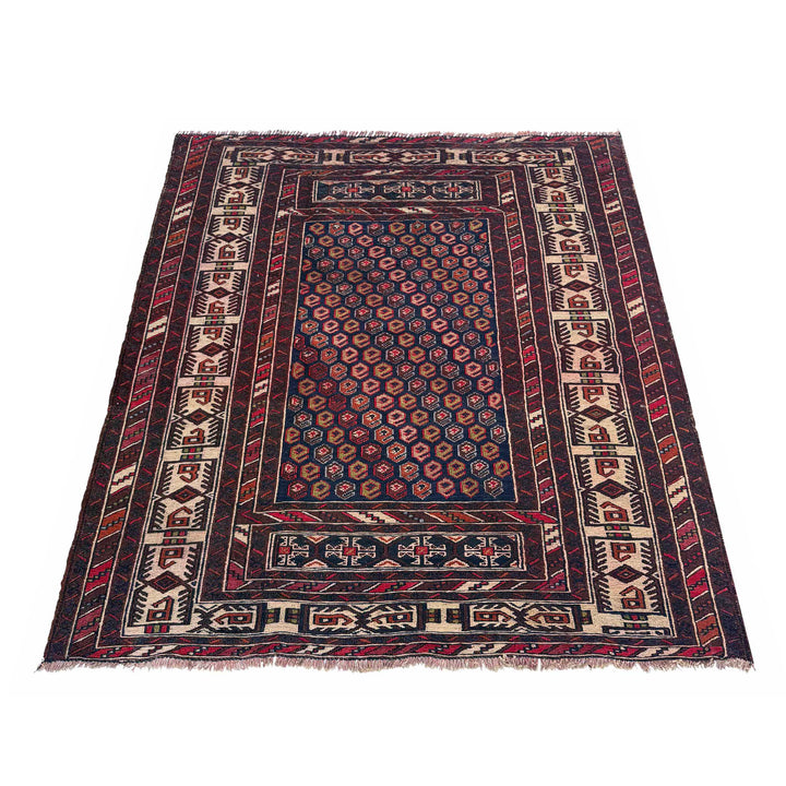 Afghan Maliki Kilim Rug 3'9" x 4'1" Flat-Weave detail