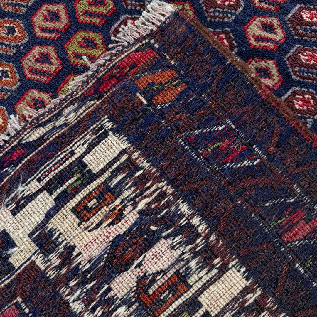 Afghan Maliki Kilim Rug 3'9" x 4'1" Flat-Weave border