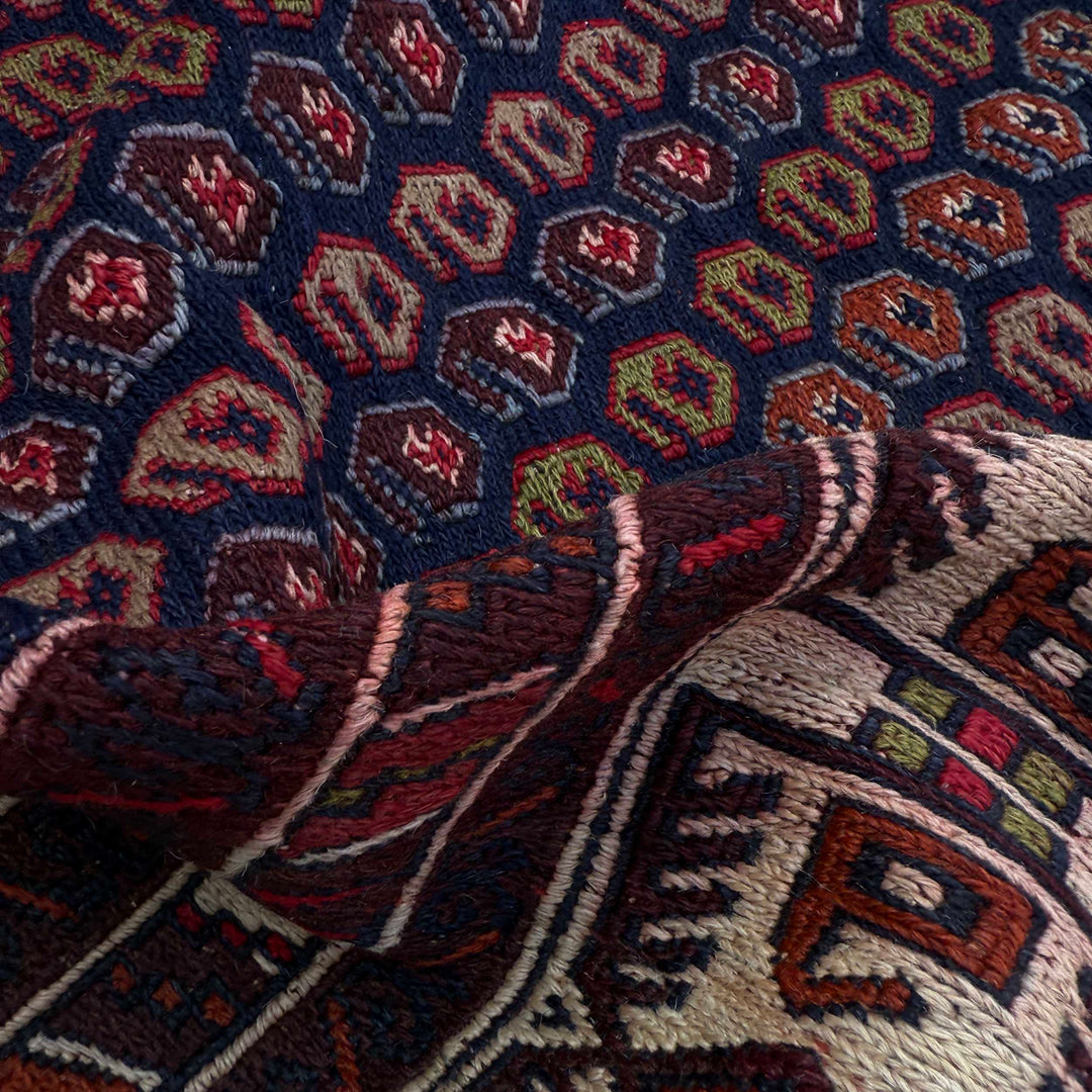 Afghan Maliki Kilim Rug 3'9" x 4'1" Flat-Weave texture