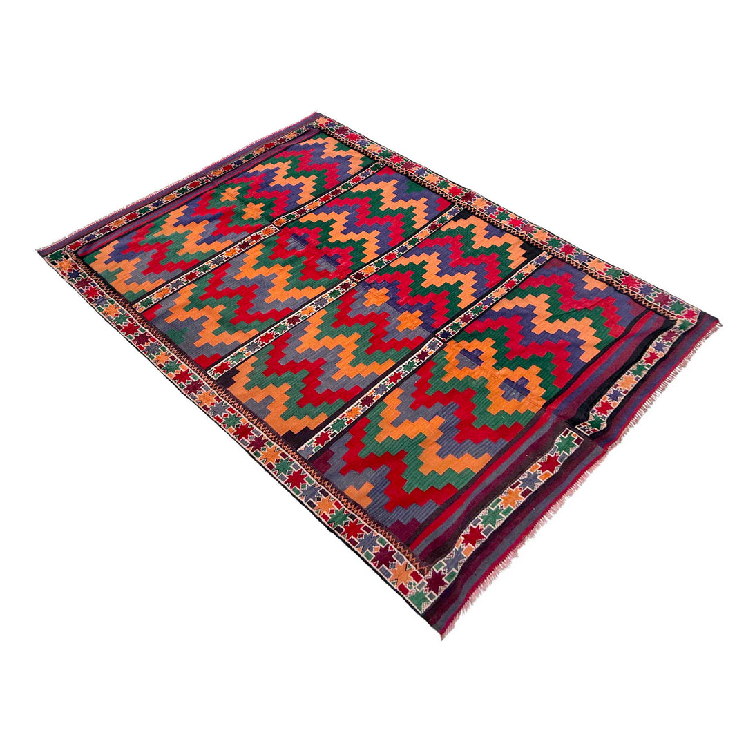 Afghan Vintage Kilim Rug 5'6" x 8'5" Flat-Weave | No. AL91322