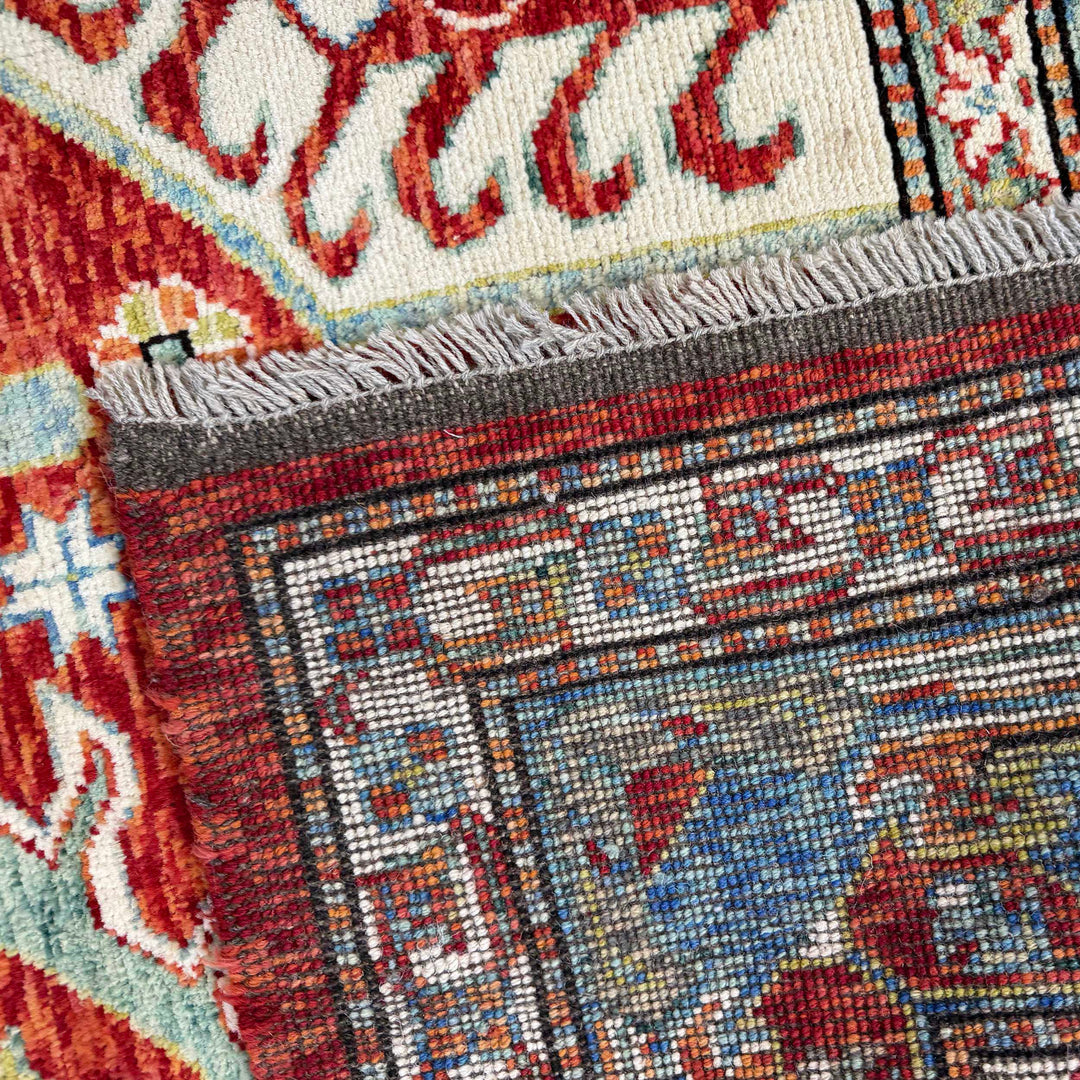 Red Afghan Heriz Rug 6' 9" x 9' 7" Hand-Knotted | No. AL43726
