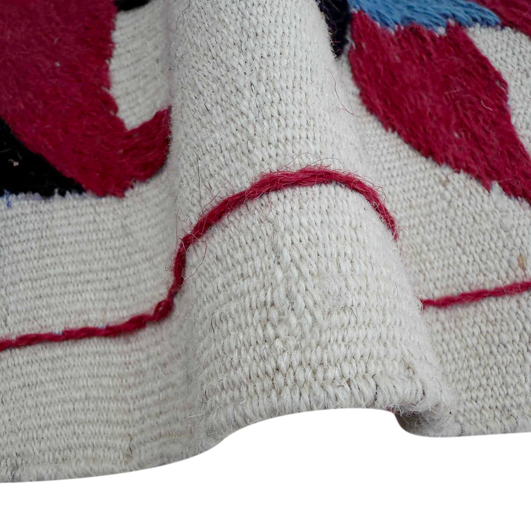 Beige Pakistani Embroidery Kilim Rug 3' 10" x 6' 4" Flat-Weave field