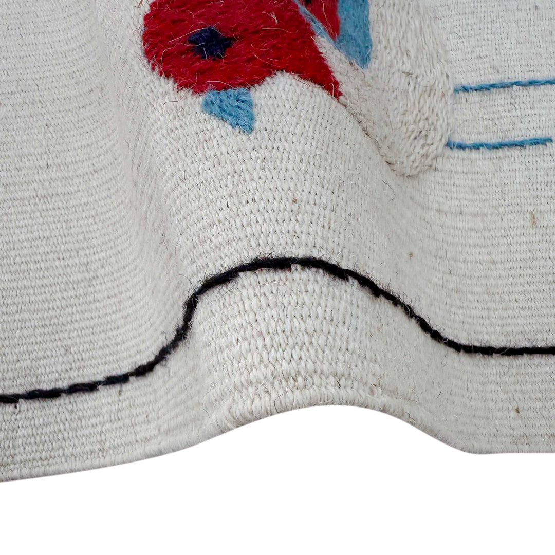Beige Pakistani Embroidery Kilim Rug 3' 2" x 5' 0" Flat-Weave | No. AL55940