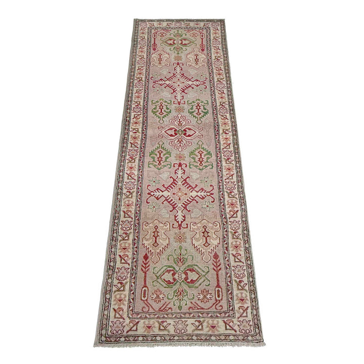 Afghan Kazak Rug 2' 5" x 10' 2" Hand-Knotted detail