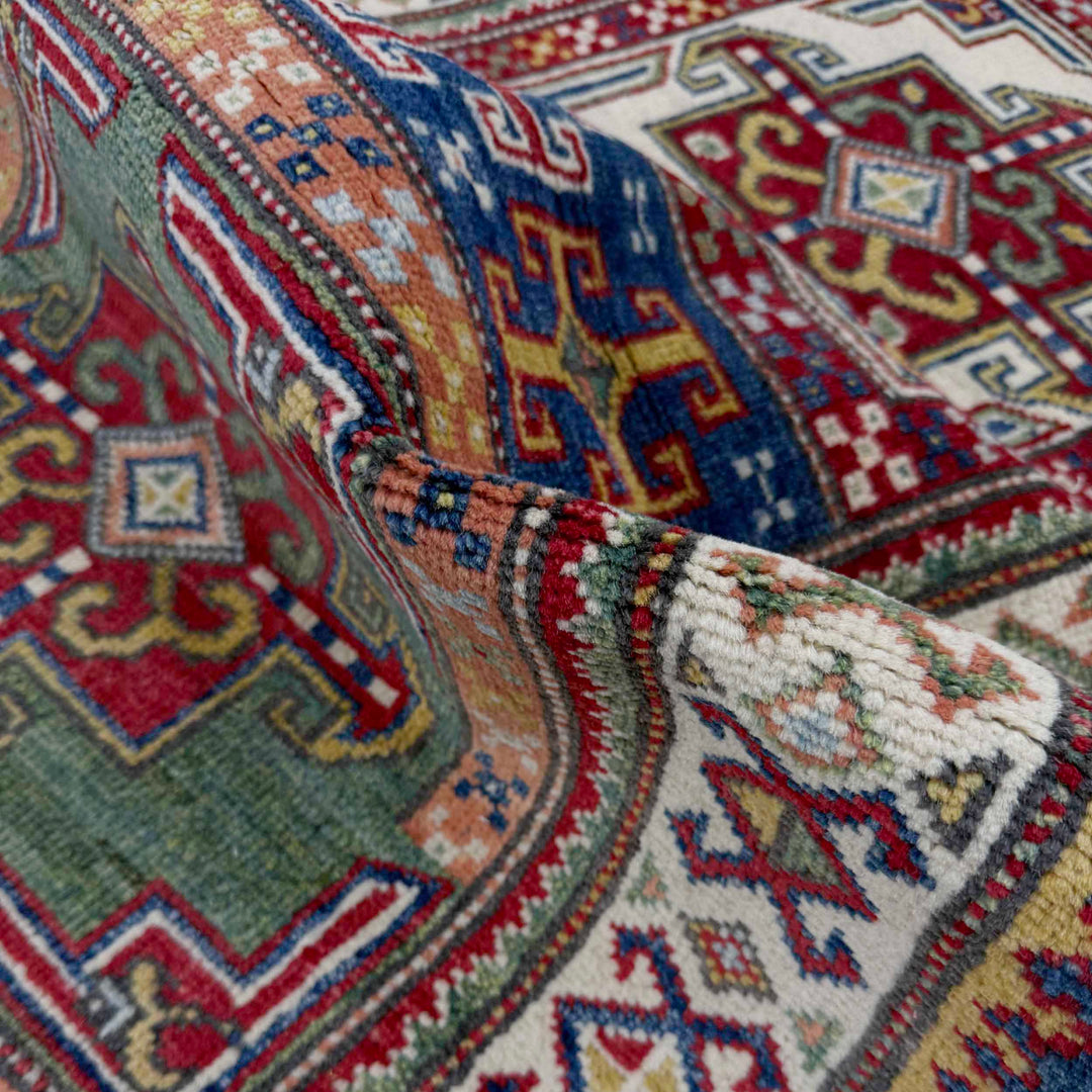Afghan Kazak Runner Rug 2' 5" x 10' 2" Hand-Knotted texture