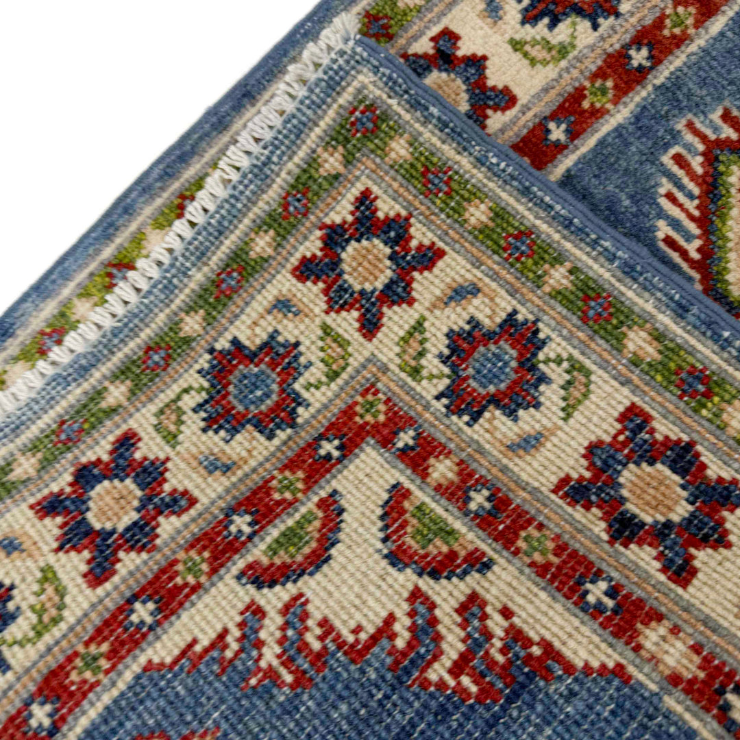 Blue Afghan Kazak Rug 2' 0" x 6' 0" Hand-Knotted | No. AL46124