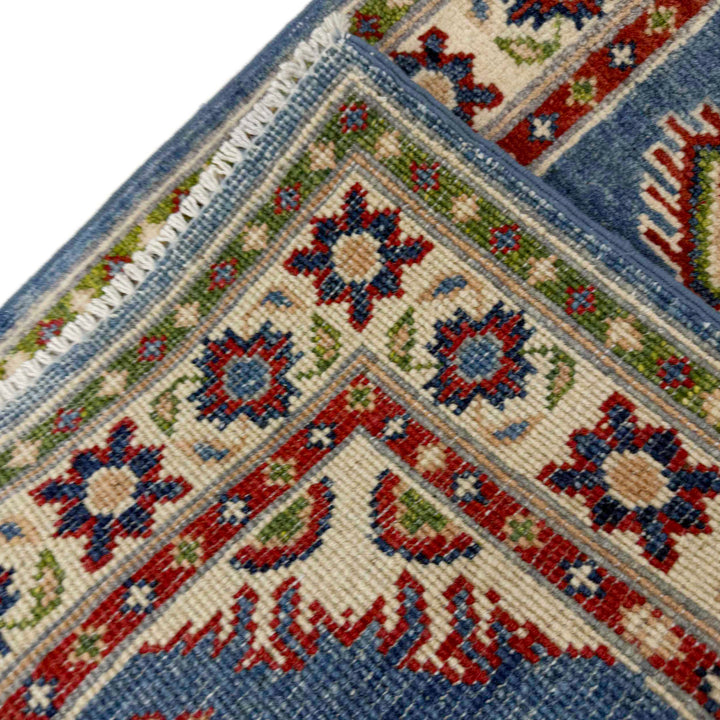 Blue Afghan Kazak Rug 2' 0" x 6' 0" Hand-Knotted | No. AL46124