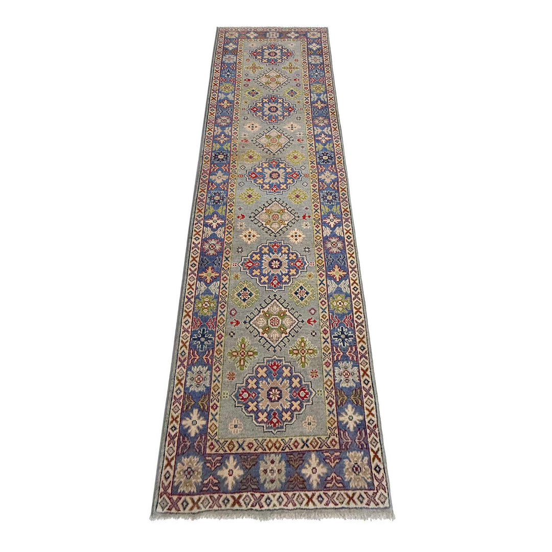 Gray Afghan Kazak Rug 2' 7" x 9' 8" Hand-Knotted | No. AL22505